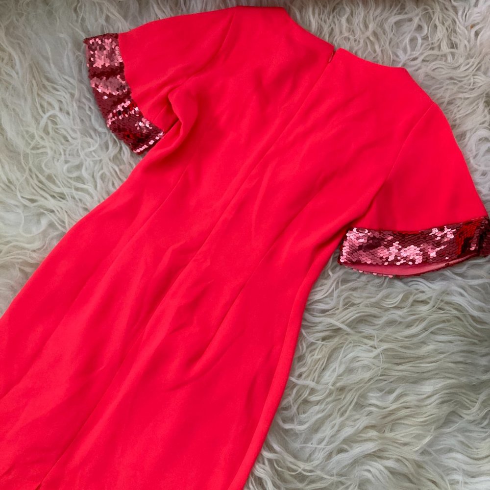 Sachin & Babi Harper Square-Neck Dress w/ Sequin Embellished Sleeves - Picture 13 of 14